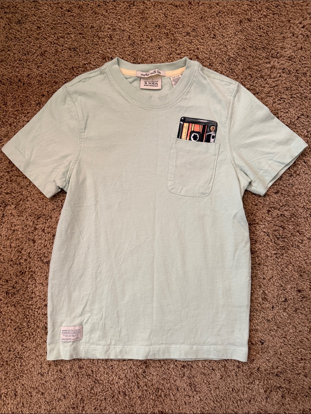 Scotch & Soda Short Sleeve Pocket Tee - Light Mint with Striped Pocket Insert